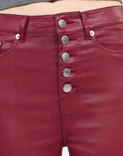 Jean skinny effet cuir rouge
