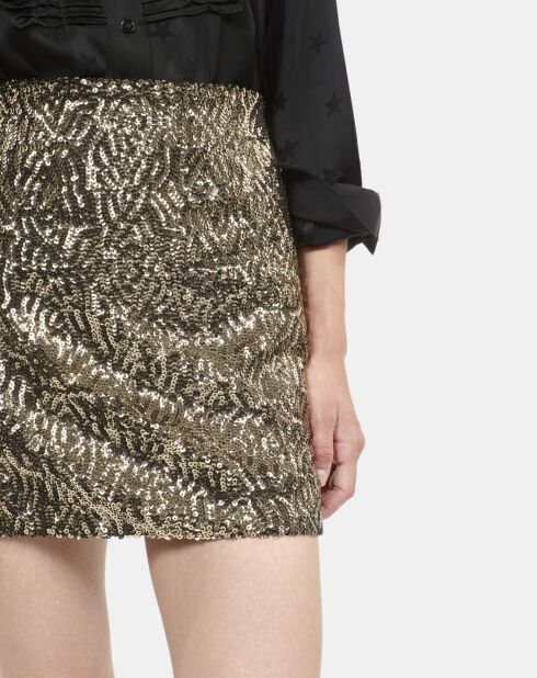 Jupe courte à sequins dorée