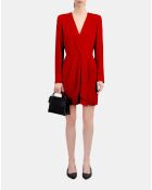 Robe courte à pois jacquard rouge orientale