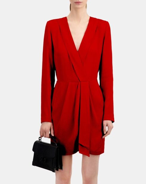 Robe courte à pois jacquard rouge orientale