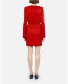 Robe courte à pois jacquard rouge orientale