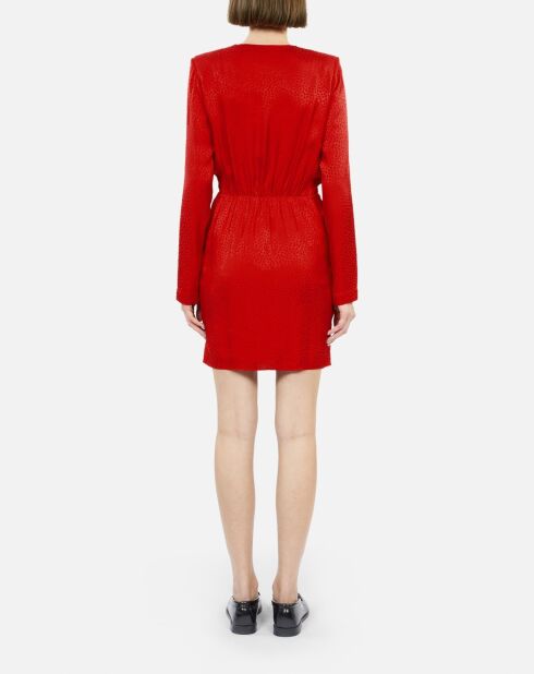 Robe courte à pois jacquard rouge orientale