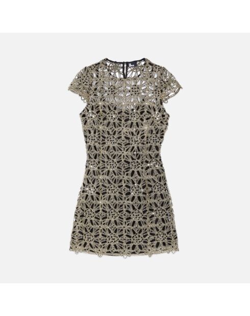 Robe courte en guipure dorée