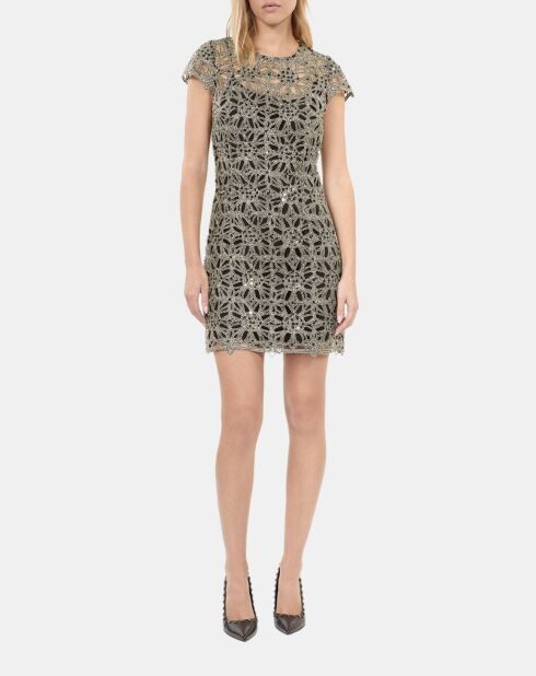 Robe courte en guipure dorée
