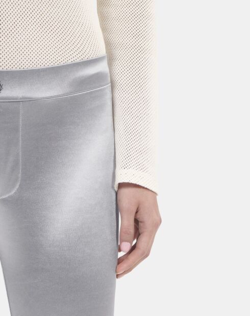 Legging satiné argenté
