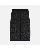 Jupe mi-longue à sequins noire