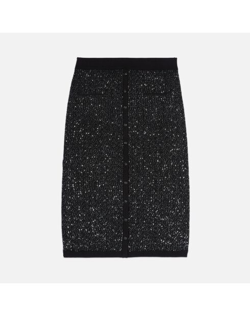 Jupe mi-longue à sequins noire