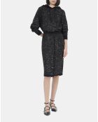 Jupe mi-longue à sequins noire