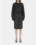 Jupe mi-longue à sequins noire