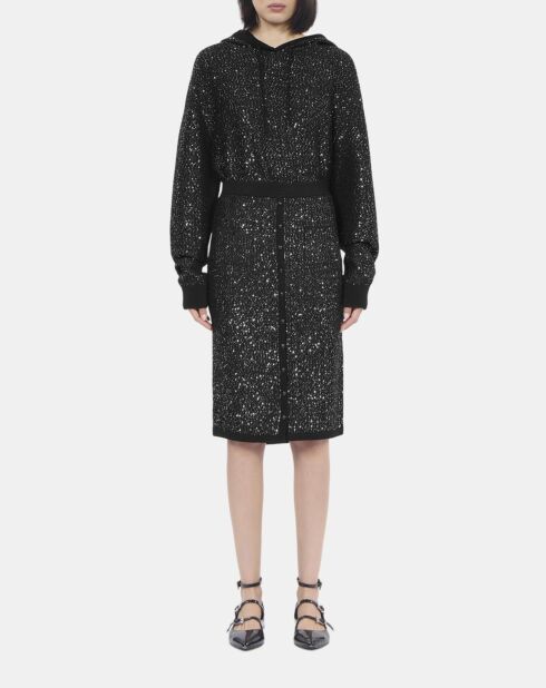 Jupe mi-longue à sequins noire