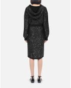 Jupe mi-longue à sequins noire