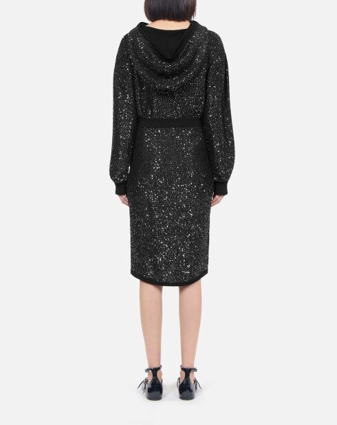 Jupe mi-longue à sequins noire