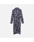 Robe midi fleurie bleu marine