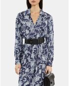 Robe midi fleurie bleu marine