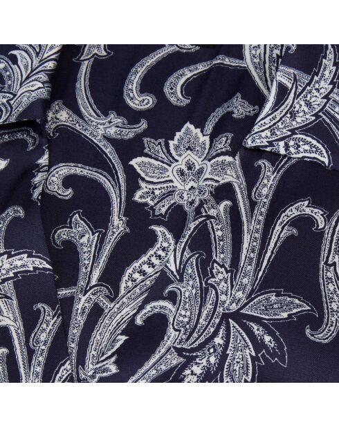 Robe midi fleurie bleu marine