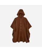 Cape longue à capuche en laine mélangée marron