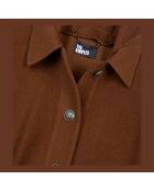 Cape longue à capuche en laine mélangée marron