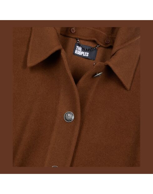 Cape longue à capuche en laine mélangée marron