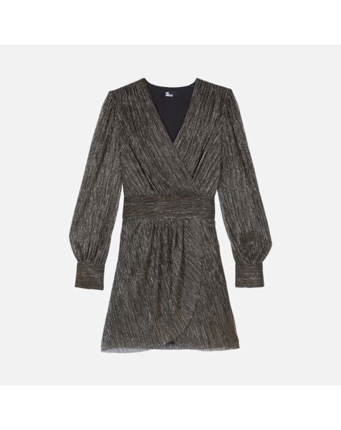 Robe courte en jersey métallisé bronze