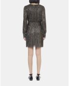 Robe courte en jersey métallisé bronze