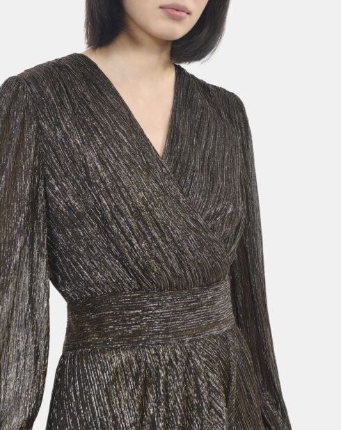 Robe courte en jersey métallisé bronze