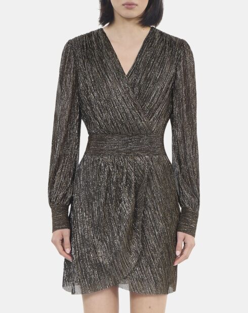 Robe courte en jersey métallisé bronze