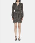 Robe courte en jersey métallisé bronze
