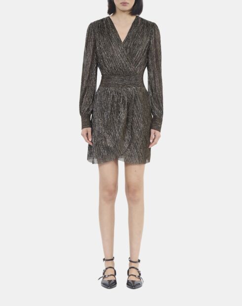 Robe courte en jersey métallisé bronze