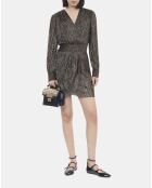 Robe courte en jersey métallisé bronze