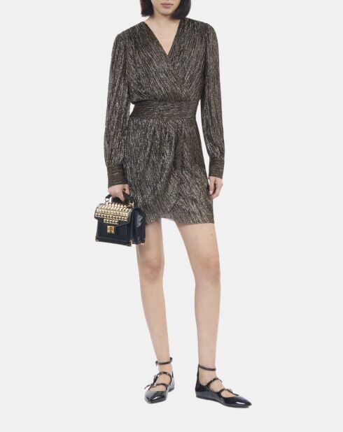 Robe courte en jersey métallisé bronze