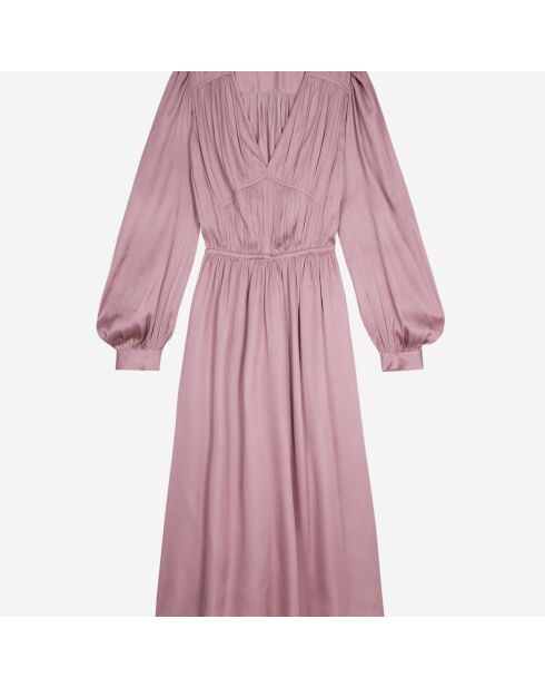 Robe longue plissée mauve