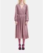 Robe longue plissée mauve
