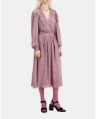 Robe longue plissée mauve