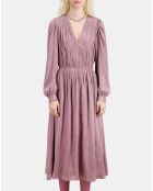 Robe longue plissée mauve