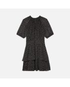 Robe courte noire à pois blancs