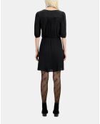 Robe courte en soie effet drapé noire