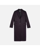 Manteau long en laine mélangée bleu marine