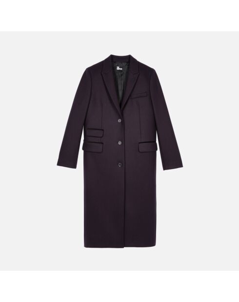 Manteau long en laine mélangée bleu marine