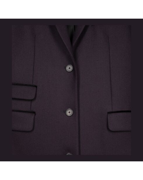 Manteau long en laine mélangée bleu marine