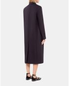 Manteau long en laine mélangée bleu marine