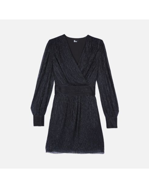 Robe courte en jersey métallisé bleu marine