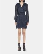 Robe courte en jersey métallisé bleu marine