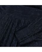 Robe courte en jersey métallisé bleu marine