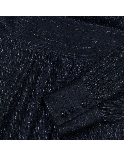 Robe courte en jersey métallisé bleu marine