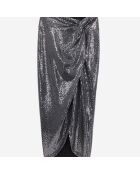 Jupe midi argentée métallisée