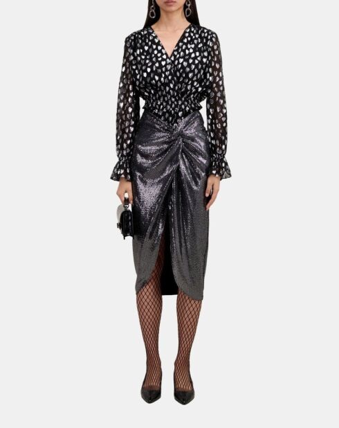 Jupe midi argentée métallisée