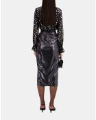 Jupe midi argentée métallisée