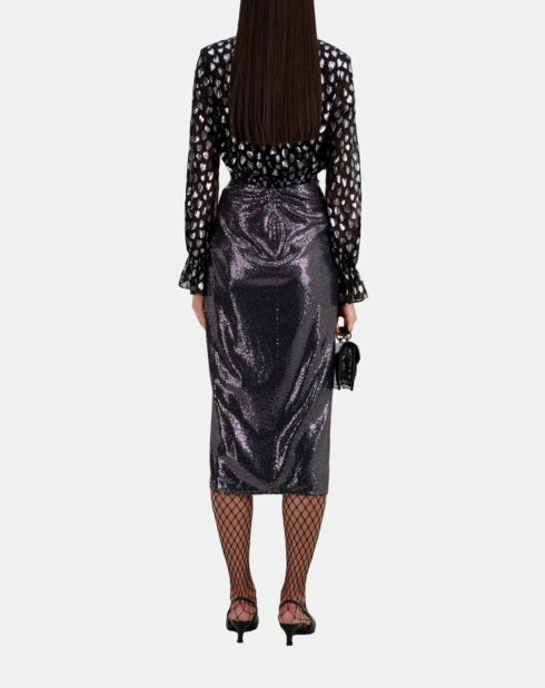 Jupe midi argentée métallisée