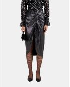 Jupe midi argentée métallisée