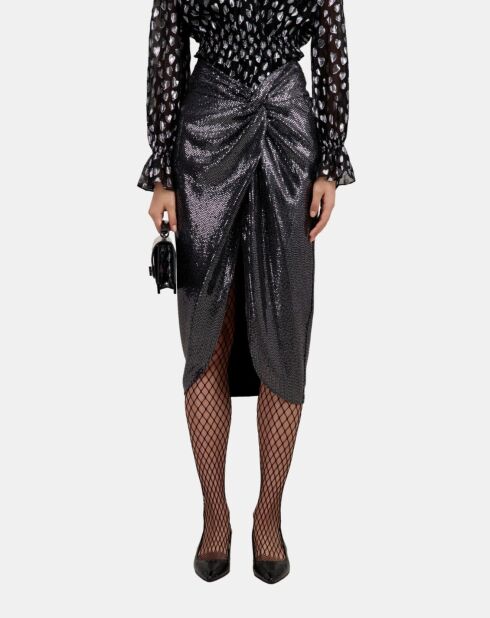 Jupe midi argentée métallisée